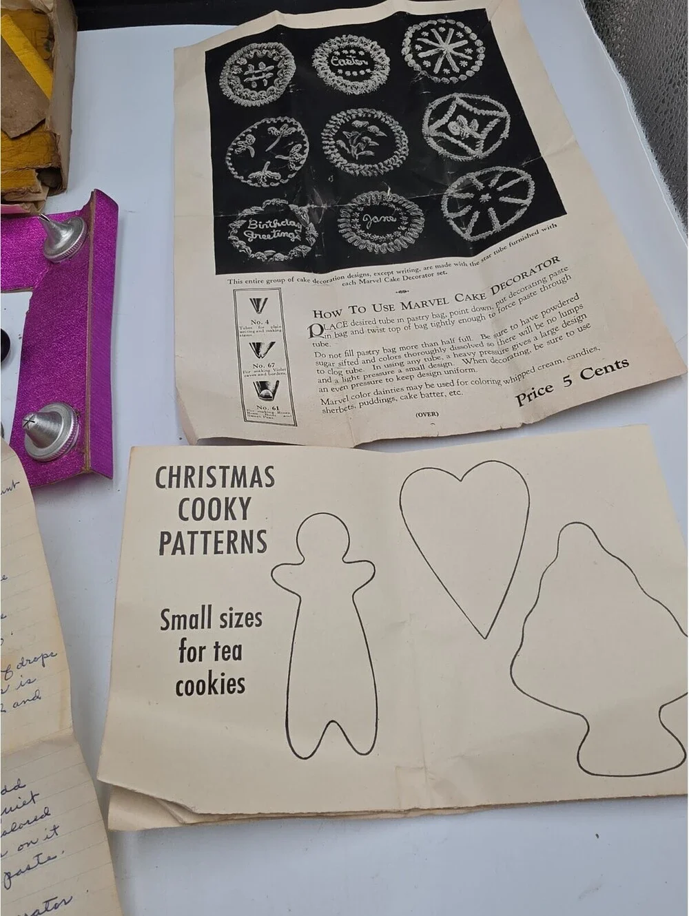 Vintage Marvel Cake Decorator Set Aluminum Pastry Icing Bag Tips Manual See Pics